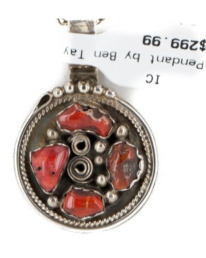 Handmade Certified Authentic Navajo .925 Sterling Silver Coral Native American Necklace 18015