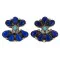 Handmade Certified Authentic Petit Point Zuni .925 Sterling Silver Natural Turquoise and Lapis Stud Native American Earrings 15823