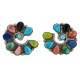Handmade Certified Authentic Petit Point Zuni .925 Sterling Silver Natural Turquoise and Multicolor Stud Native American Earrings 27127-00