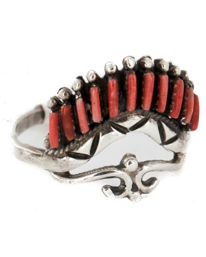 Handmade Certified Authentic Signed Zuni .925 Sterling Silver Natural Spiny Oyster Native American Ring 16655 Handmade Certified Authentic Signed Zuni .925 Sterling Silver Natural Spiny Oyster Native American Ring 16655
