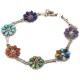 Handmade Certified Authentic Zuni .925 Sterling Silver Petit Point Natural Multicolor Native American Bracelet 12684-1