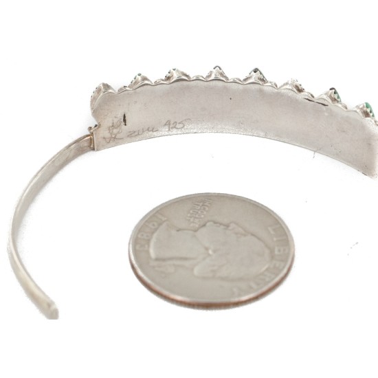 Handmade Certified Authentic Zuni .925 Sterling Silver Petit Point Natural Turquoise Native American Bracelet 12667-00 Handmade Certified Authentic Zuni .925 Sterling Silver Petit Point Natural Turquoise Native American Bracelet 12667-00
