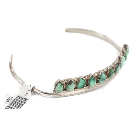 Handmade Certified Authentic Zuni .925 Sterling Silver Petit Point Natural Turquoise Native American Bracelet 12667-00 Handmade Certified Authentic Zuni .925 Sterling Silver Petit Point Natural Turquoise Native American Bracelet 12667-00