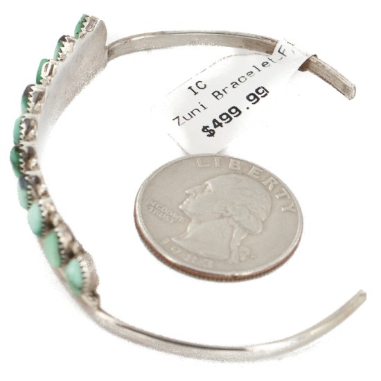 Handmade Certified Authentic Zuni .925 Sterling Silver Petit Point Natural Turquoise Native American Bracelet 12667-00 Handmade Certified Authentic Zuni .925 Sterling Silver Petit Point Natural Turquoise Native American Bracelet 12667-00
