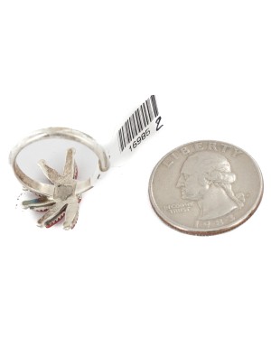 Petit Point Handmade Certified Authentic Zuni .925 Sterling Silver Coral Native American Ring 16985-2 Petit Point Handmade Certified Authentic Zuni .925 Sterling Silver Coral Native American Ring 16985-2