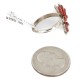 Petit Point Handmade Certified Authentic Zuni .925 Sterling Silver Coral Native American Ring  16985-2