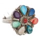 Petit Point Handmade Certified Authentic Zuni .925 Sterling Silver Natural Turquoise and Multicolor Native American Ring  16942-1