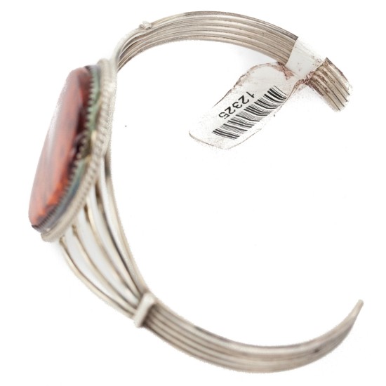 Handmade Certified Authentic .925 Sterling Silver Natural Spiny Oyster Native American Bracelet 12325