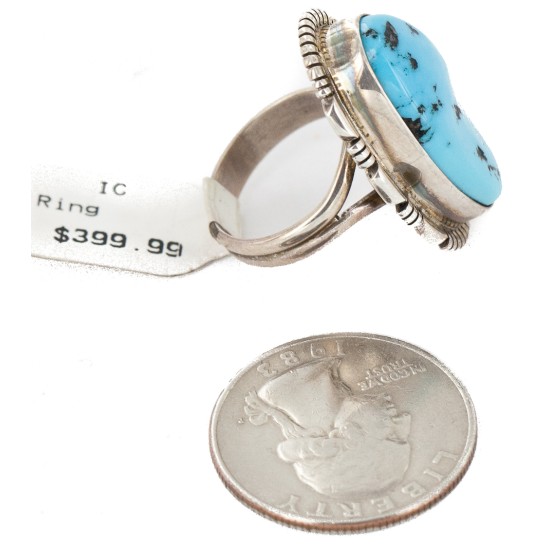 Handmade Certified Authentic Signed .925 Sterling Silver Natural Turquoise Native American Ring  17922