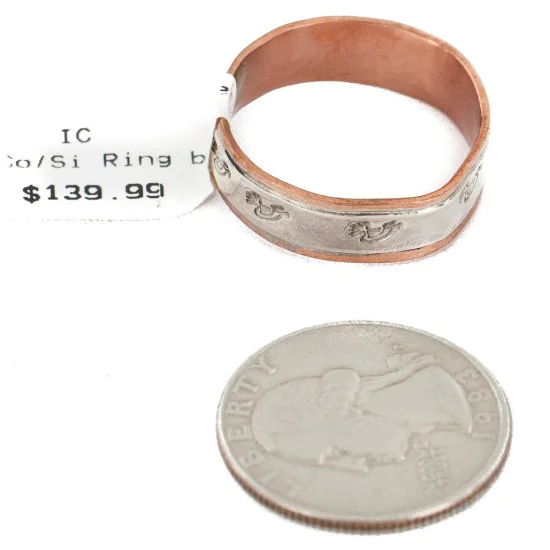 Handmade Kokopelli Navajo .925 Sterling Silver Pure Copper Native American Ring 16979-26