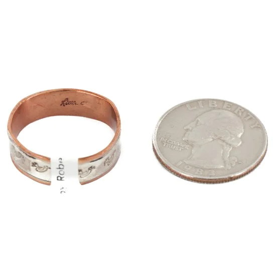 Handmade Kokopelli Navajo .925 Sterling Silver Pure Copper Native American Ring 16979-26