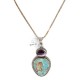 .925 Sterling Silver Handmade Certified Authentic Natural Turquoise and Purple Spiny Oyster Native American Necklace 10053-0