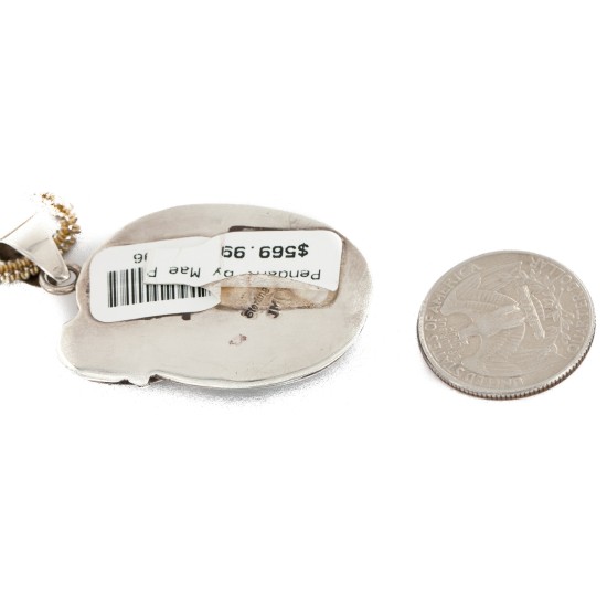 Feather Certified Authentic .925 Sterling Silver Handmade Navajo Natural Turquoise Native American Necklace 14996