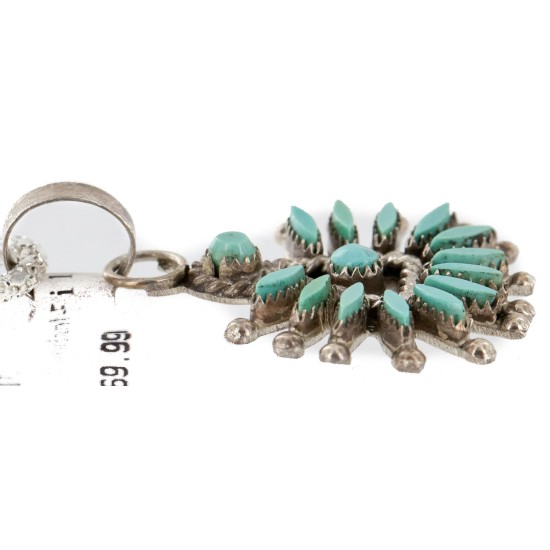 Handmade Certified Authentic Zuni .925 Sterling Silver Petit Point Natural Turquoise Native American Necklace 24294 Handmade Certified Authentic Zuni .925 Sterling Silver Petit Point Natural Turquoise Native American Necklace 24294