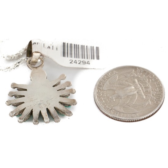 Handmade Certified Authentic Zuni .925 Sterling Silver Petit Point Natural Turquoise Native American Necklace 24294 Handmade Certified Authentic Zuni .925 Sterling Silver Petit Point Natural Turquoise Native American Necklace 24294