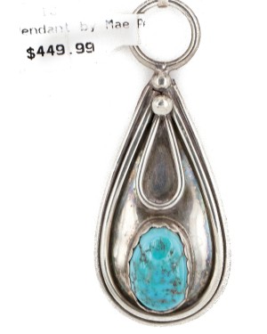 .925 Sterling Silver Handmade Certified Authentic Navajo Natural Turquoise Native American Necklace 15000
