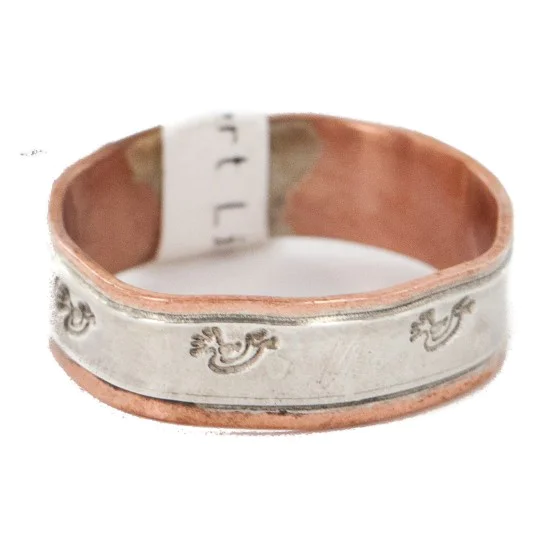Handmade Kokopelli Navajo .925 Sterling Silver Pure Copper Native American Ring 16979-26