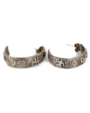 Handmade Certified Authentic Navajo Storyteller .925 Sterling Silver Native American Earrings  17863