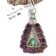 Handmade Certified Authentic Zuni .925 Sterling Silver Petit Point Natural Sugilite Turquoise Native American Necklace 24317-25265-3