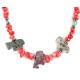 Certified Authentic Carved Horse Navajo .925 Sterling Silver Natural Turquoise Coral Jasper Native American Necklace 34061
