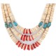 3 Strand Certified Authentic Navajo .925 Sterling Silver Natural Turquoise Coral Graduated Melon Shell Native American Necklace 15846-0 3 Strand Certified Authentic Navajo .925 Sterling Silver Natural Turquoise Coral Graduated Melon Shell Native American Necklace 15846-0