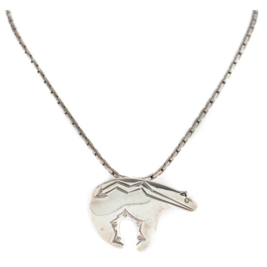 Bear Certified Authentic Navajo .925 Sterling Pin and Pendant Native American Necklace 24268-102261