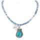 .925 Sterling Silver Handmade Certified Authentic Navajo Natural Turquoise Blue Quartz Native American Necklace 24394-2-16083-7