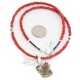 .925 Sterling Silver Handmade Certified Authentic Navajo Natural Turquoise Coral Native American Necklace 12816-16083