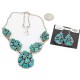 Handmade Certified Authentic Navajo .925 Sterling Silver Natural Turquoise Set Native American Necklace Earrings 15783-17903