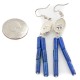 Handmade Certified Authentic Signed by .925 Sterling Silver Navajo Natural Spiny Oyster Lapis Dangle Native American Earrings 27118