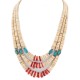 3 Strand Certified Authentic Navajo .925 Sterling Silver Natural Turquoise Coral Graduated Melon Shell Native American Necklace 15846-0 3 Strand Certified Authentic Navajo .925 Sterling Silver Natural Turquoise Coral Graduated Melon Shell Native American Necklace 15846-0
