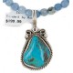 .925 Sterling Silver Handmade Certified Authentic Navajo Natural Turquoise Blue Quartz Native American Necklace 24394-2-16083-7