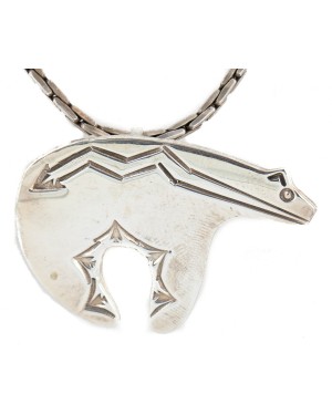 Bear Certified Authentic Navajo .925 Sterling Pin and Pendant Native American Necklace 24268-102261