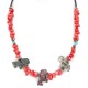 Certified Authentic Carved Horse Navajo .925 Sterling Silver Natural Turquoise Coral Jasper Native American Necklace 34061