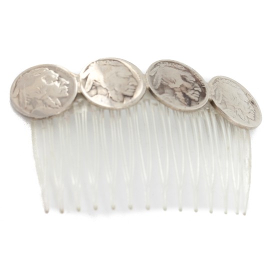 Vintage Style Buffalo Nickel Handmade Certified Authentic Navajo Nickel Hairclip 10325