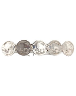 Vintage Style Buffalo Nickel Handmade Certified Authentic Navajo Nickel Native American Hair Barrettes 10322-00