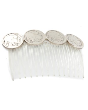 Vintage Style Buffalo Nickel Handmade Navajo Certified Authentic Nickel Hairclip 10325-1