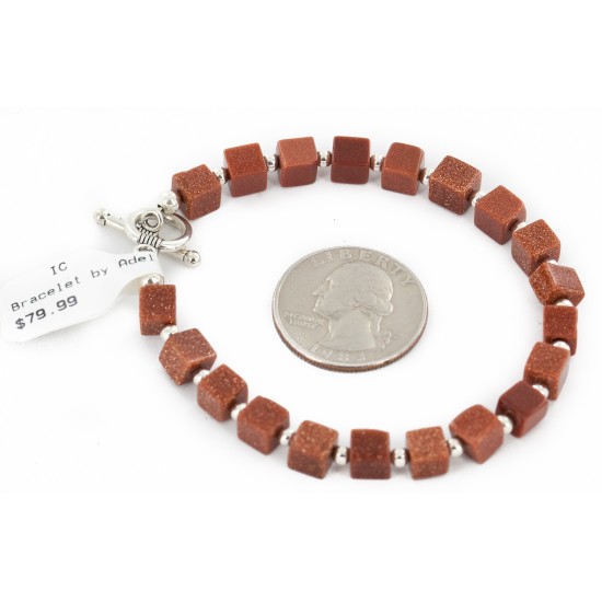 Certified Authentic Navajo Natural Goldstone Native American Bracelet 12884-1