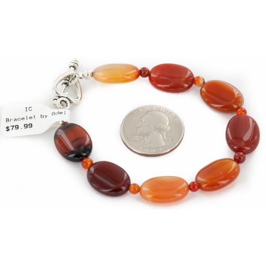 Certified Authentic Navajo Natural Carnelian Native American Bracelet 12884-4