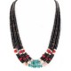 Certified Authentic 3 Strand Navajo .925 Sterling Silver Natural Turquoise Heishi Coral Native American Necklace 16085