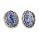 Certified Authentic .925 Sterling Silver Handmade Navajo Natural Lapis Stud Native American Earrings 12886-1