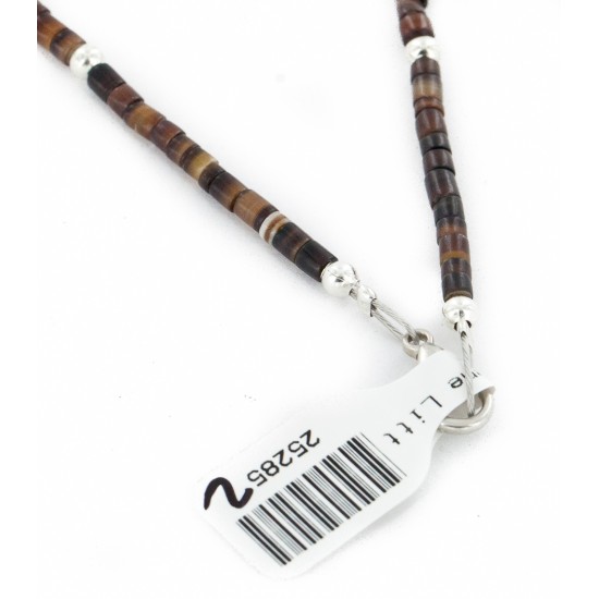 Certified Authentic Navajo .925 Sterling Silver Natural Turquoise Heishi Amethyst Native American Necklace 25285-2
