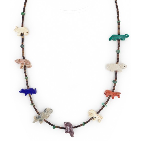 Certified Authentic Navajo .925 Sterling Silver Natural Turquoise Heishi Multicolor Stones Native American Necklace 16084-1