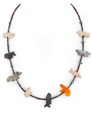 Certified Authentic Navajo .925 Sterling Silver Natural Turquoise Heishi Multicolor Stones Native American Necklace 16084-4