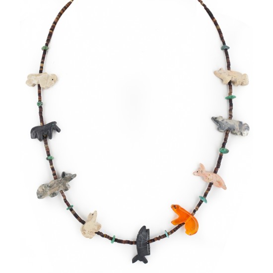 Certified Authentic Navajo .925 Sterling Silver Natural Turquoise Heishi Multicolor Stones Native American Necklace 16084-4