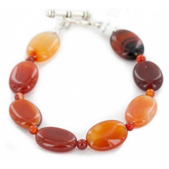 Certified Authentic Navajo Natural Carnelian Native American Bracelet 12884-4