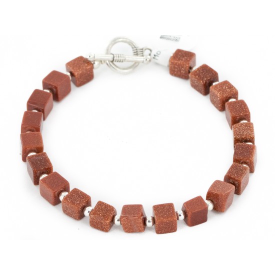 Certified Authentic Navajo Natural Goldstone Native American Bracelet 12884-1