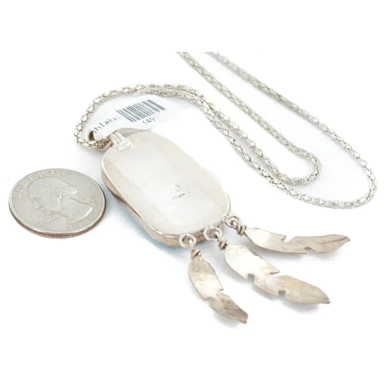 Feather .925 Sterling Silver Handmade Navajo Natural Turquoise Native American Necklace 14990 Feather .925 Sterling Silver Handmade Navajo Natural Turquoise Native American Necklace 14990