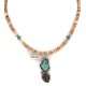 Certified Authentic .925 Sterling Silver Handmade Navajo Natural Turquoise Agate Spiny Oyster Native American Necklace 15939-4-25277