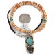 Certified Authentic .925 Sterling Silver Handmade Navajo Natural Turquoise Agate Spiny Oyster Native American Necklace 15939-4-25277